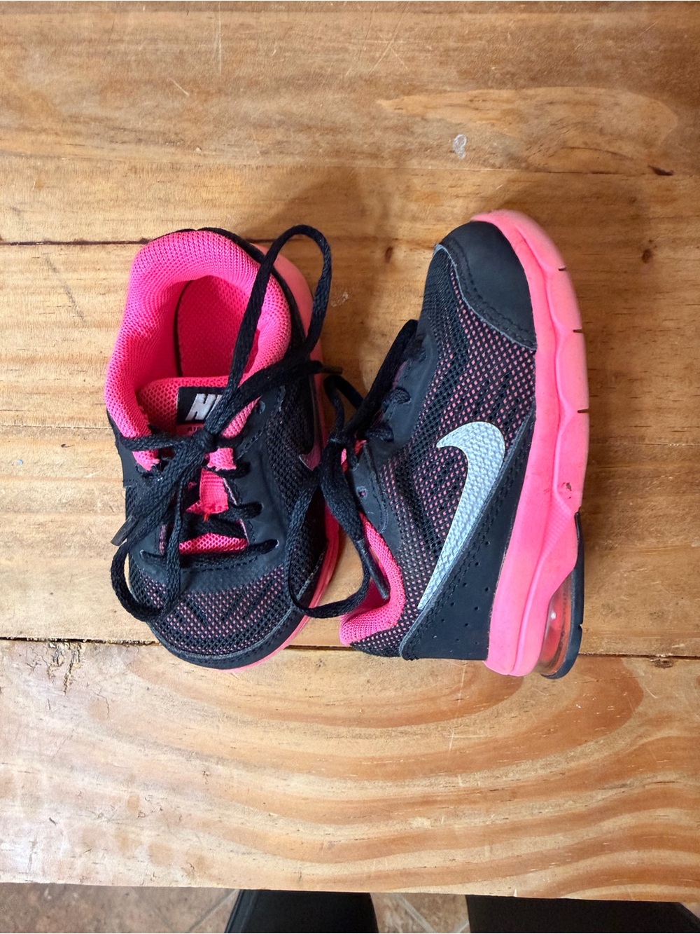 Nike Kids Black & Hot Pink Mesh Sneakers with Silver Swoosh